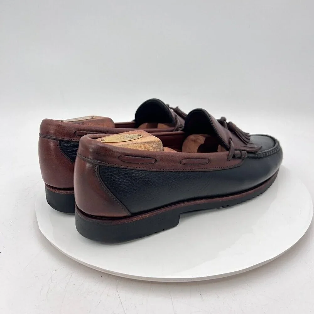 Allen Edmonds Nashua Men Size 9.5D Black Brown Leather Tassel Loafer Dress Shoes